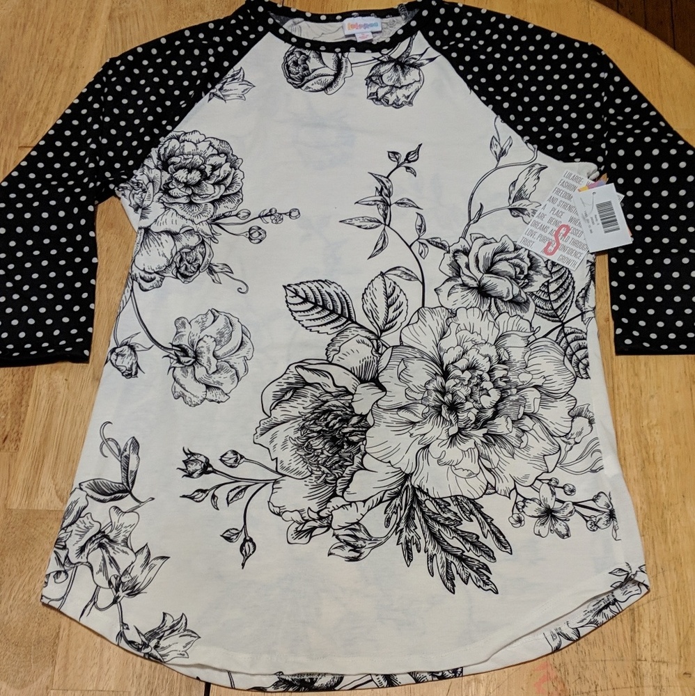 New Lularoe Small Floral Randy Raglan Shirt